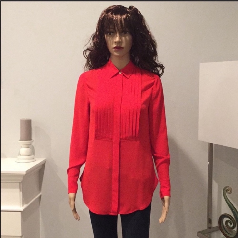 J CREW Red Chiffon  Blouse Size 00